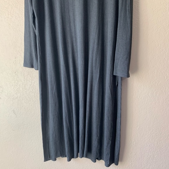 Indigo Thread Made In Italy Gray Ribbed Split Front Cozy Chic Maxi Dress Size 2X - Picture 6 of 8